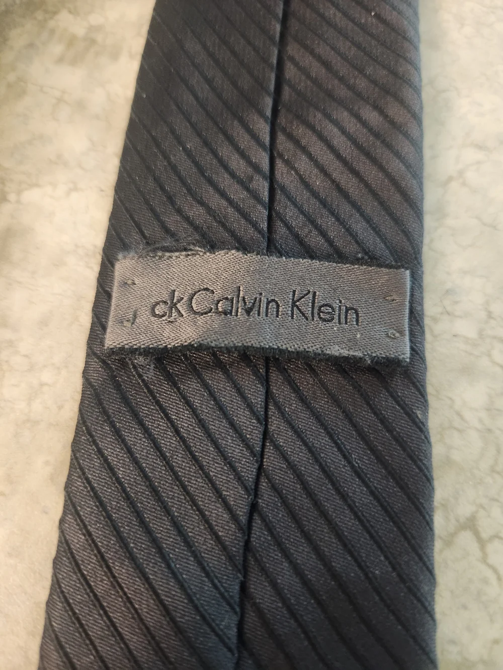 Vintage Calvin Klein Black Skinny Diagonal Striped Tie